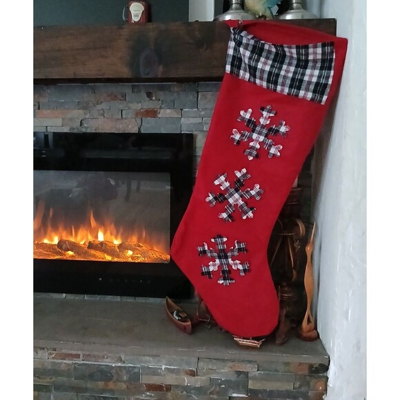 LARGE 32" Hanging Christmas Stocking Patchwork Holiday Decoration Lightweight - Picture 1 of 4